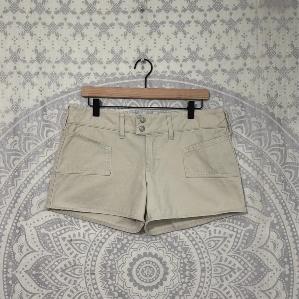 Euc $39 Hurley Tan Khaki Casual Shorts Y2K 90s Rhinestone Buttons Juniors 9